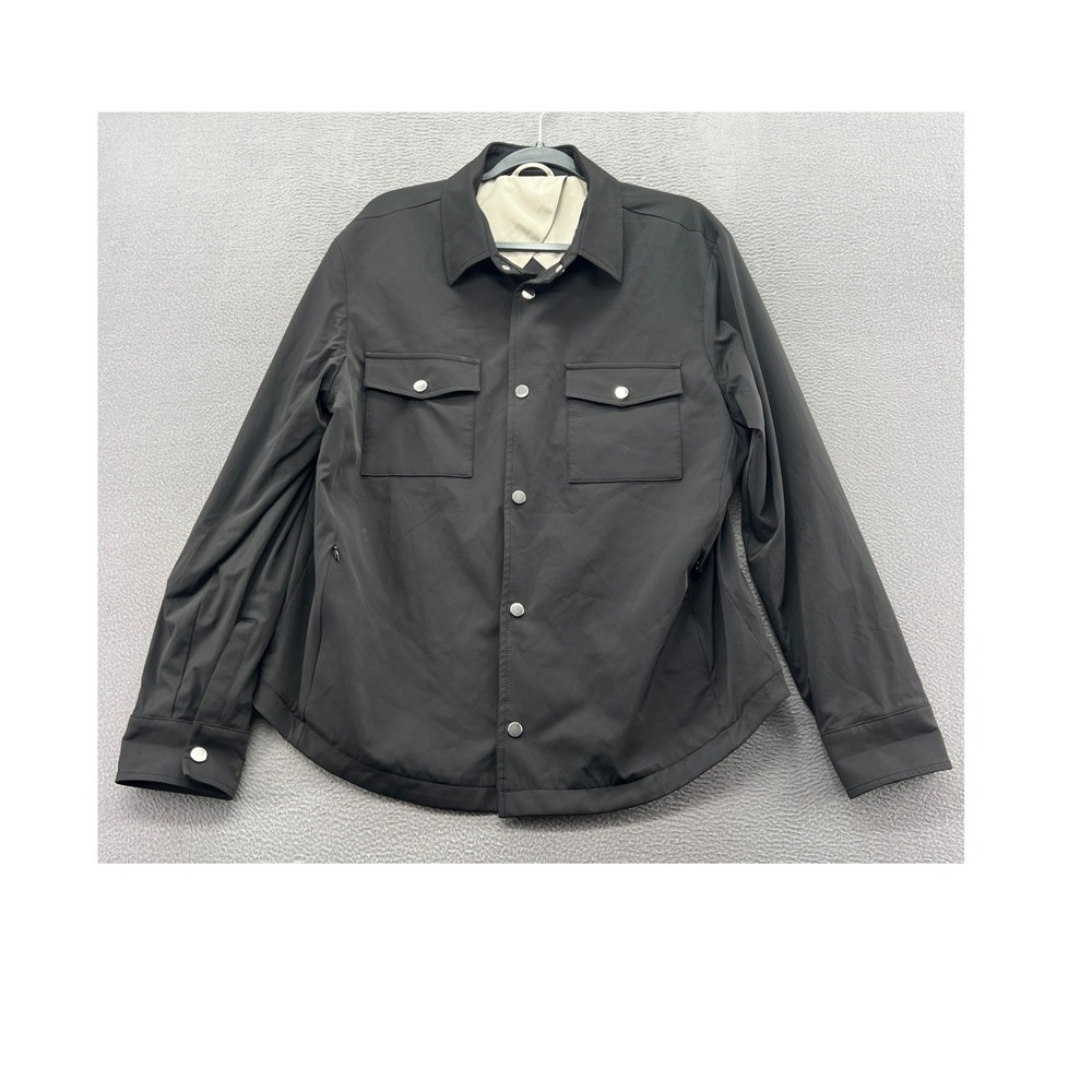 Bright Moons Co Shirt Jacket Mens L Black Snap Front Utility Shirt Jacket